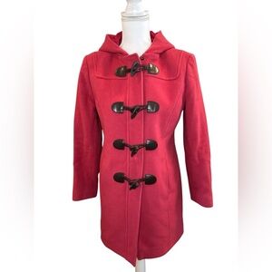 L.L. Bean Duffle Toggle Coat Womens sz 4 petite Jacket Wool Pink Hooded